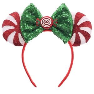 Christmas Candy Swirl Mouse Ears #2, for Red / White Women Adult Girl